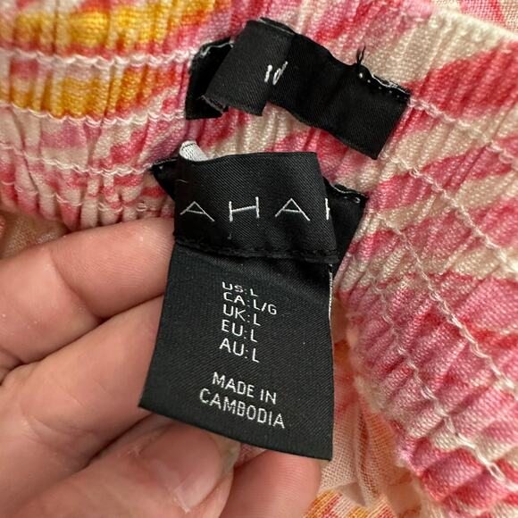 Tahari Womens Linen Pants Size L Cropped Boho Tropical Vacation Resort‎ Cruise - Picture 3 of 9